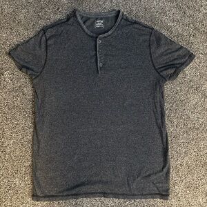 Apt 9 Men’s (M) Medium Heathered Ribbed Gray Short Sleeve Henley Shirt Top